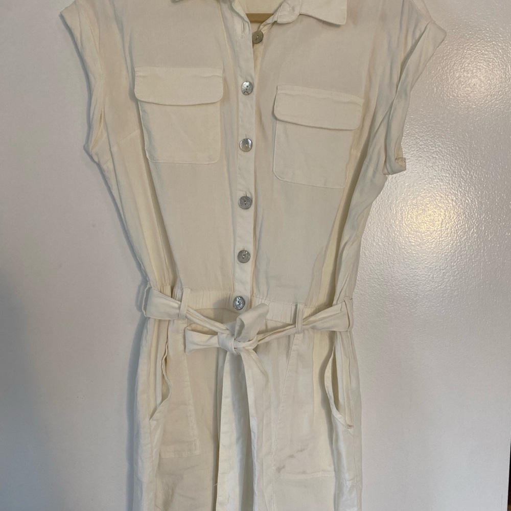 Kut from the Kloth Cream Button-Down Shorts Romper